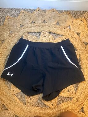 Under Armour Black Women's Athletic Shorts with White Piping